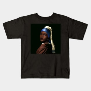 Black Girl With A Pearl Earring Kids T-Shirt